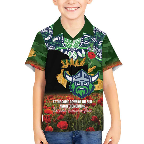 Personalised Raiders Rugby ANZAC Day Family Matching Mermaid Dress and Hawaiian Shirt Last Post Poppy We Will Remember Them