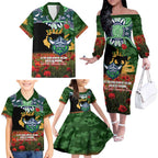 Personalised Raiders Rugby ANZAC Day Family Matching Off The Shoulder Long Sleeve Dress and Hawaiian Shirt Last Post Poppy We Will Remember Them