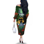Personalised Raiders Rugby ANZAC Day Family Matching Off The Shoulder Long Sleeve Dress and Hawaiian Shirt Last Post Poppy We Will Remember Them