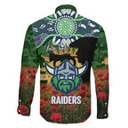 Personalised Raiders Rugby ANZAC Day Family Matching Off Shoulder Maxi Dress and Hawaiian Shirt Last Post Poppy We Will Remember Them