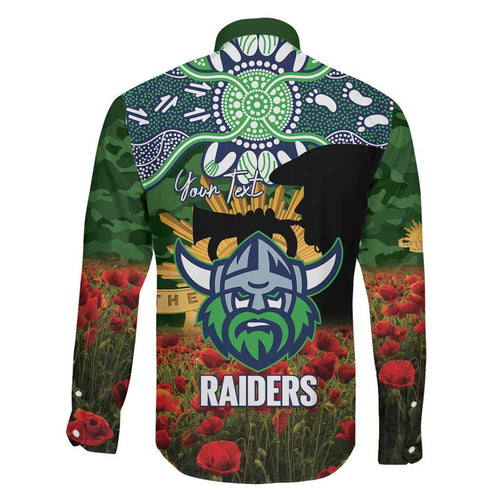 Personalised Raiders Rugby ANZAC Day Family Matching Off Shoulder Maxi Dress and Hawaiian Shirt Last Post Poppy We Will Remember Them