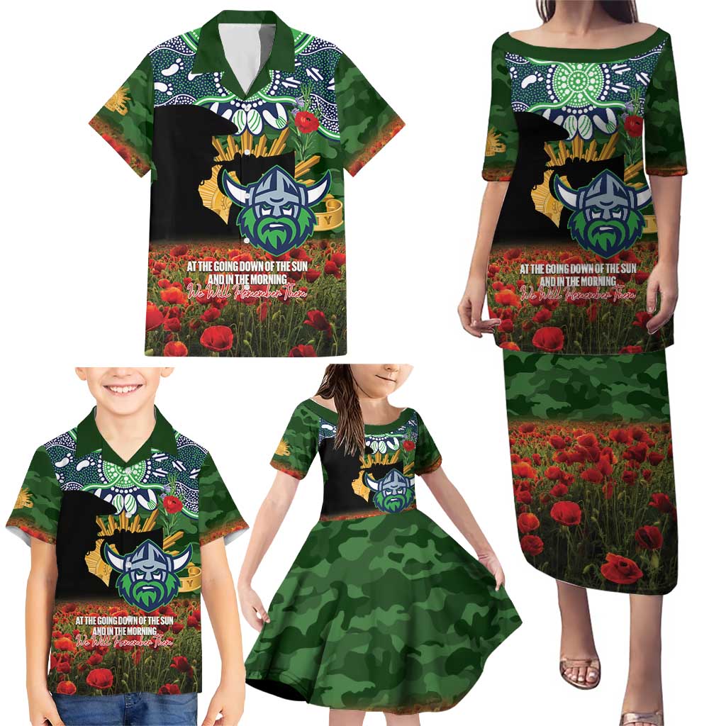 Personalised Raiders Rugby ANZAC Day Family Matching Puletasi and Hawaiian Shirt Last Post Poppy We Will Remember Them
