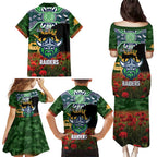 Personalised Raiders Rugby ANZAC Day Family Matching Puletasi and Hawaiian Shirt Last Post Poppy We Will Remember Them