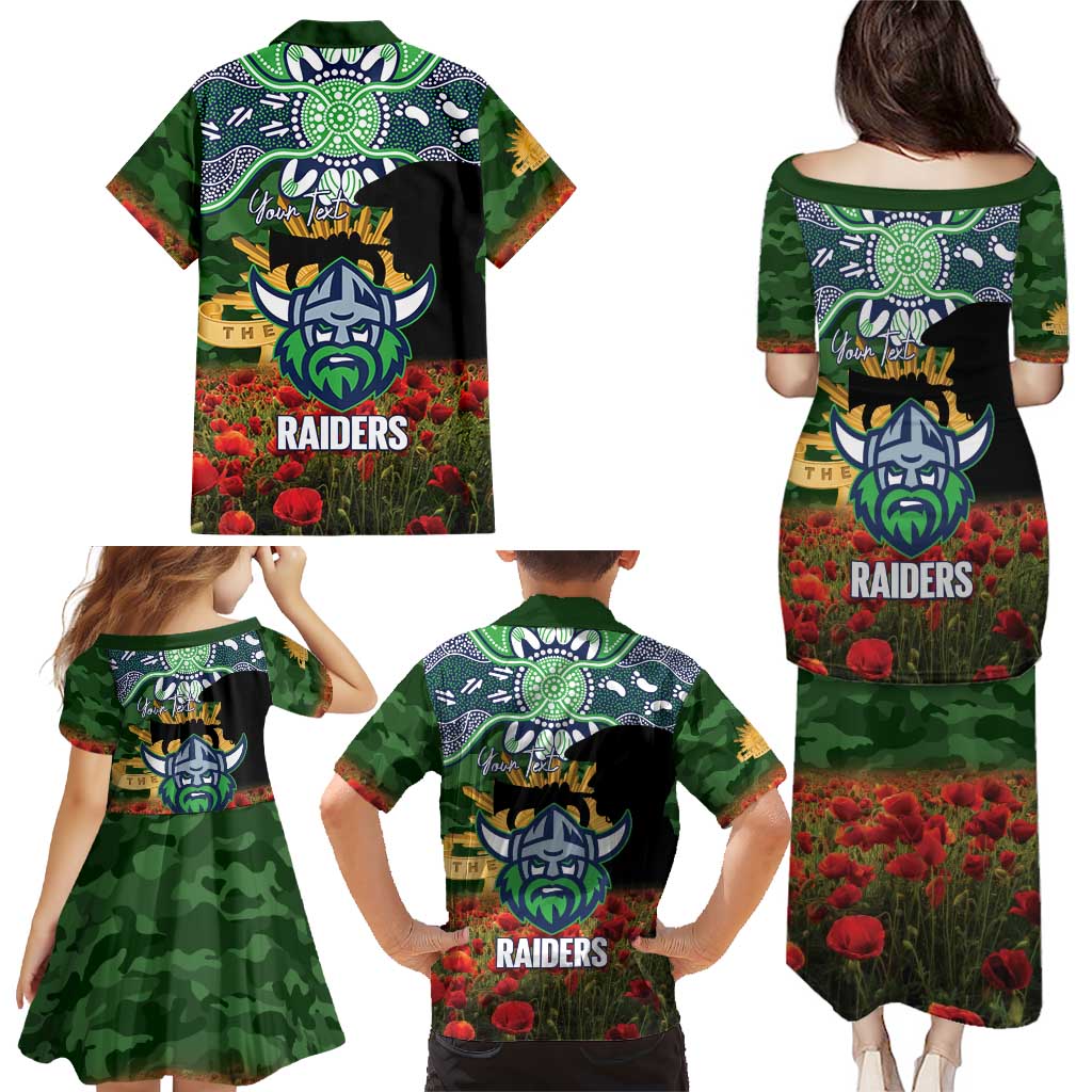 Personalised Raiders Rugby ANZAC Day Family Matching Puletasi and Hawaiian Shirt Last Post Poppy We Will Remember Them