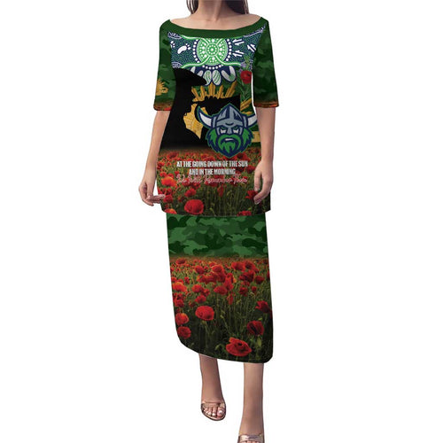 Personalised Raiders Rugby ANZAC Day Family Matching Puletasi and Hawaiian Shirt Last Post Poppy We Will Remember Them