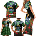Personalised Raiders Rugby ANZAC Day Family Matching Short Sleeve Bodycon Dress and Hawaiian Shirt Last Post Poppy We Will Remember Them