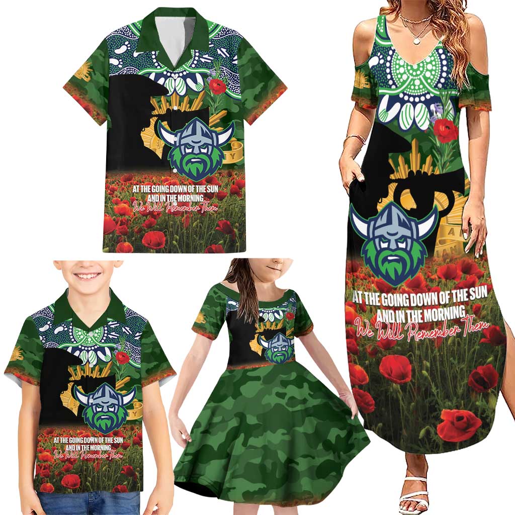 Personalised Raiders Rugby ANZAC Day Family Matching Summer Maxi Dress and Hawaiian Shirt Last Post Poppy We Will Remember Them