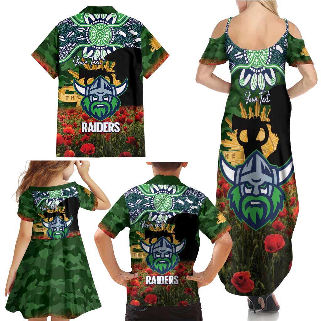 Personalised Raiders Rugby ANZAC Day Family Matching Summer Maxi Dress and Hawaiian Shirt Last Post Poppy We Will Remember Them