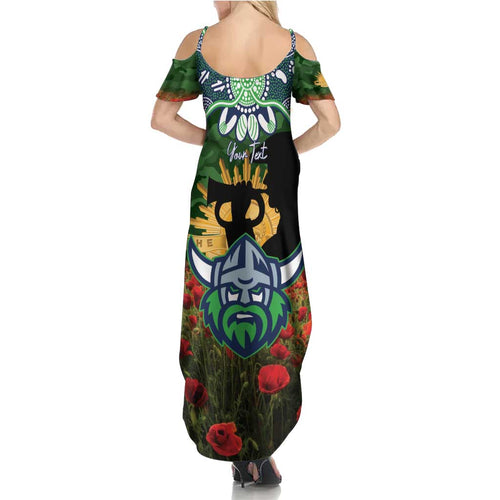 Personalised Raiders Rugby ANZAC Day Family Matching Summer Maxi Dress and Hawaiian Shirt Last Post Poppy We Will Remember Them