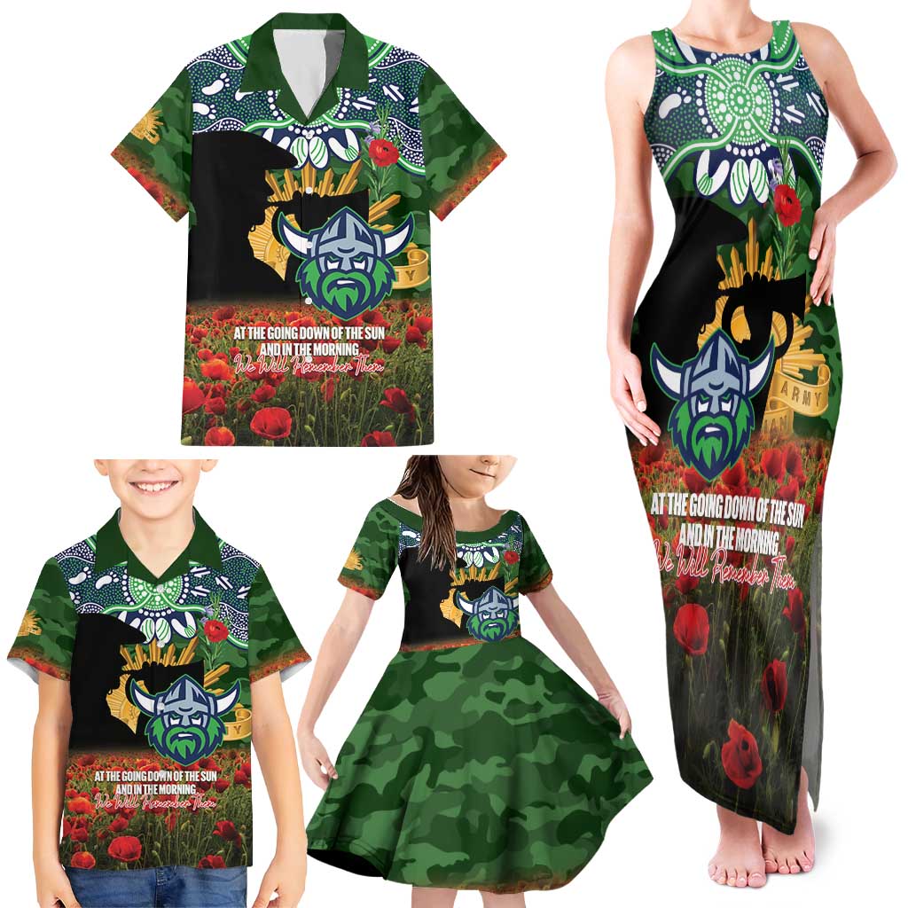 Personalised Raiders Rugby ANZAC Day Family Matching Tank Maxi Dress and Hawaiian Shirt Last Post Poppy We Will Remember Them