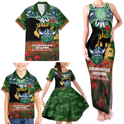 Personalised Raiders Rugby ANZAC Day Family Matching Tank Maxi Dress and Hawaiian Shirt Last Post Poppy We Will Remember Them