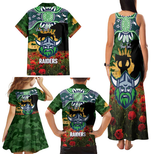 Personalised Raiders Rugby ANZAC Day Family Matching Tank Maxi Dress and Hawaiian Shirt Last Post Poppy We Will Remember Them
