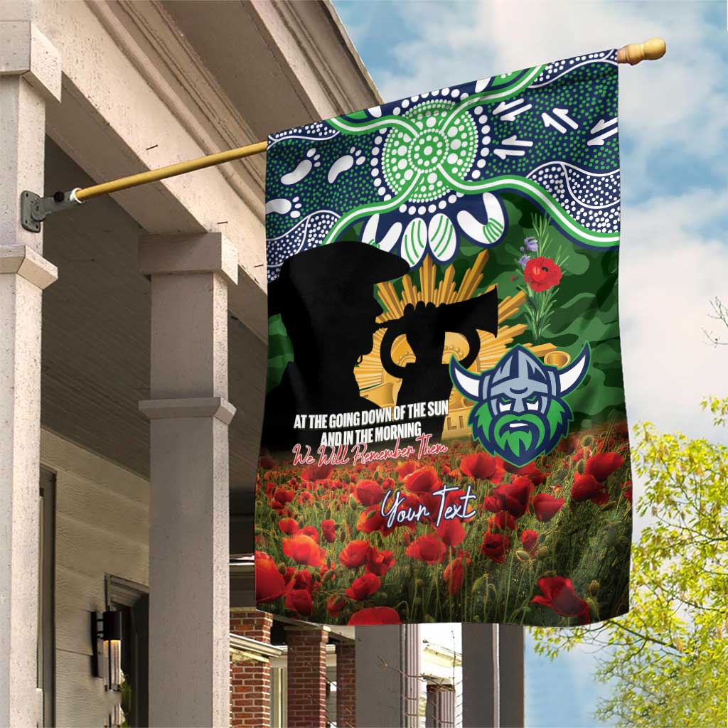 Personalised Raiders Rugby ANZAC Day Garden Flag Last Post Poppy We Will Remember Them