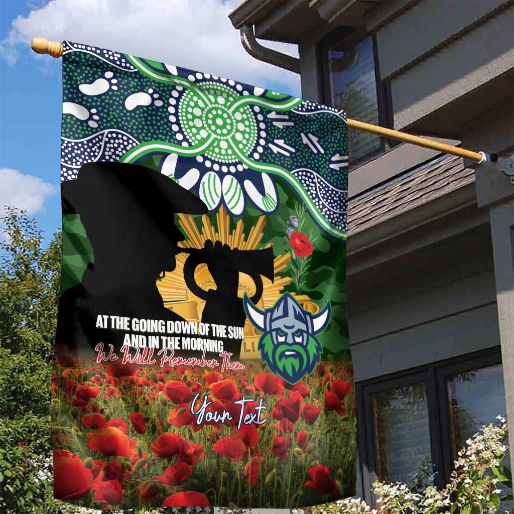 Personalised Raiders Rugby ANZAC Day Garden Flag Last Post Poppy We Will Remember Them