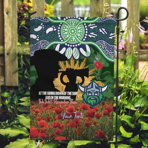Personalised Raiders Rugby ANZAC Day Garden Flag Last Post Poppy We Will Remember Them