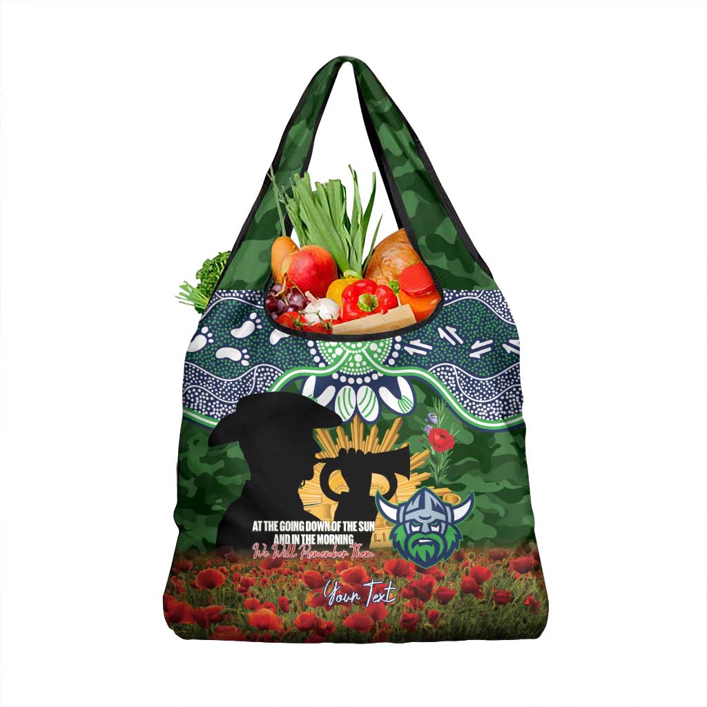 Personalised Raiders Rugby ANZAC Day Grocery Bag Last Post Poppy We Will Remember Them