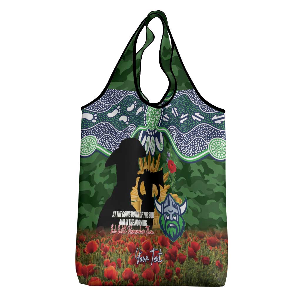 Personalised Raiders Rugby ANZAC Day Grocery Bag Last Post Poppy We Will Remember Them