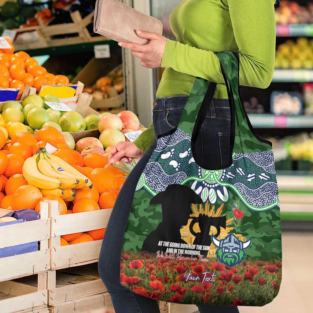 Personalised Raiders Rugby ANZAC Day Grocery Bag Last Post Poppy We Will Remember Them