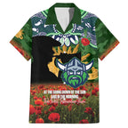 Personalised Raiders Rugby ANZAC Day Hawaiian Shirt Last Post Poppy We Will Remember Them