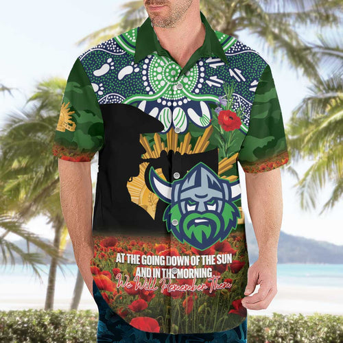 Personalised Raiders Rugby ANZAC Day Hawaiian Shirt Last Post Poppy We Will Remember Them