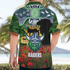 Personalised Raiders Rugby ANZAC Day Hawaiian Shirt Last Post Poppy We Will Remember Them