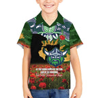 Personalised Raiders Rugby ANZAC Day Hawaiian Shirt Last Post Poppy We Will Remember Them
