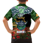 Personalised Raiders Rugby ANZAC Day Hawaiian Shirt Last Post Poppy We Will Remember Them