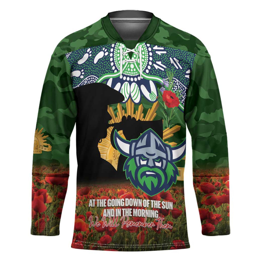Personalised Raiders Rugby ANZAC Day Hockey Jersey Last Post Poppy We Will Remember Them