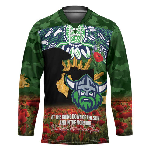 Personalised Raiders Rugby ANZAC Day Hockey Jersey Last Post Poppy We Will Remember Them