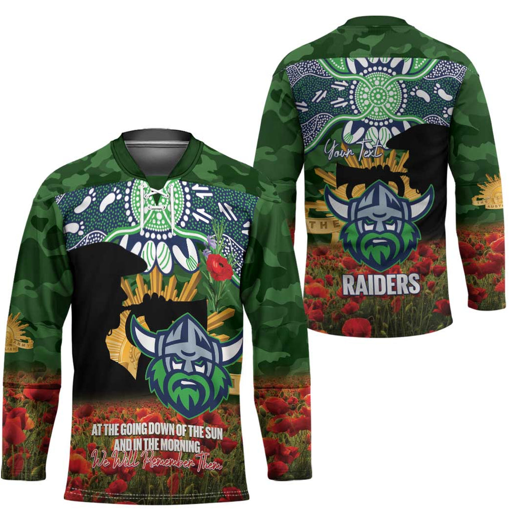 Personalised Raiders Rugby ANZAC Day Hockey Jersey Last Post Poppy We Will Remember Them