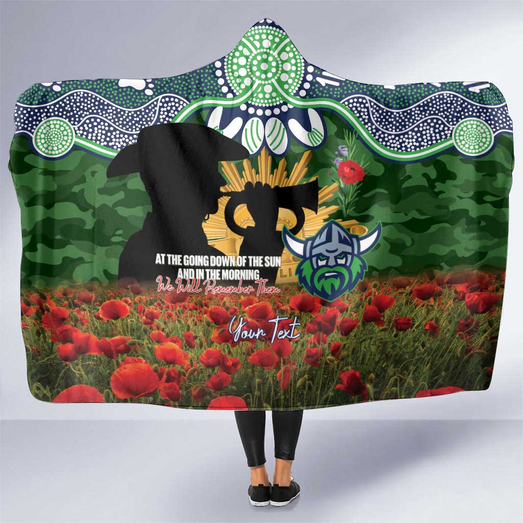 Personalised Raiders Rugby ANZAC Day Hooded Blanket Last Post Poppy We Will Remember Them