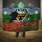 Personalised Raiders Rugby ANZAC Day Hooded Blanket Last Post Poppy We Will Remember Them