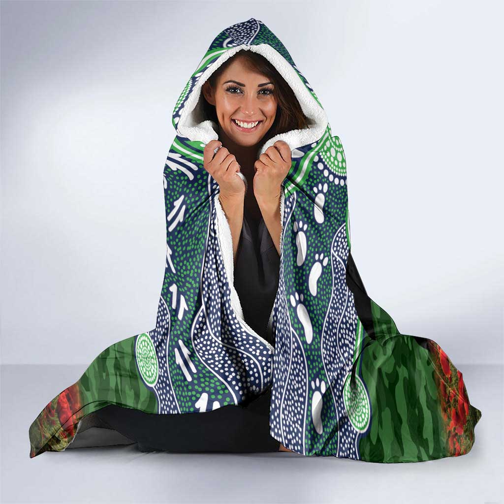 Personalised Raiders Rugby ANZAC Day Hooded Blanket Last Post Poppy We Will Remember Them