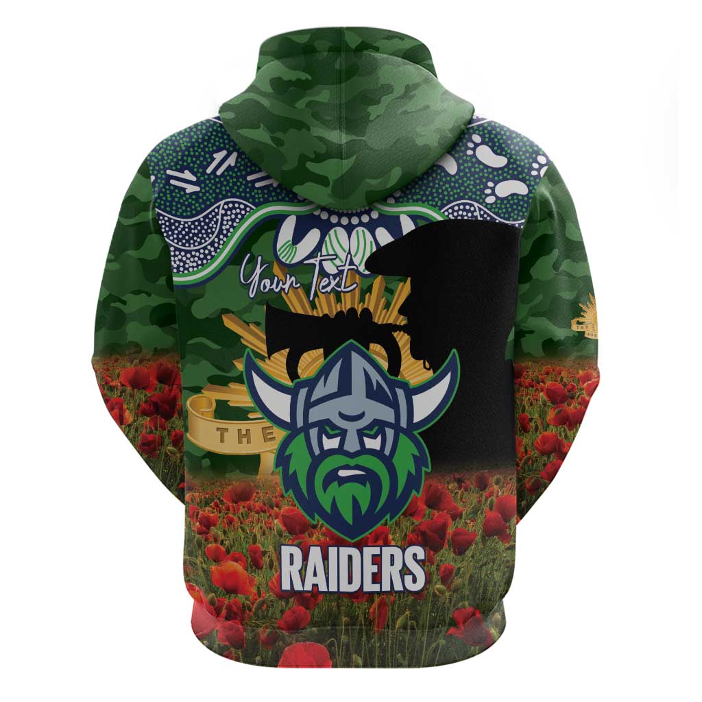 Personalised Raiders Rugby ANZAC Day Hoodie Last Post Poppy We Will Remember Them