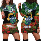 Personalised Raiders Rugby ANZAC Day Hoodie Dress Last Post Poppy We Will Remember Them