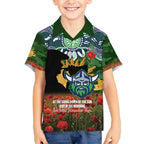 Personalised Raiders Rugby ANZAC Day Kid Hawaiian Shirt Last Post Poppy We Will Remember Them