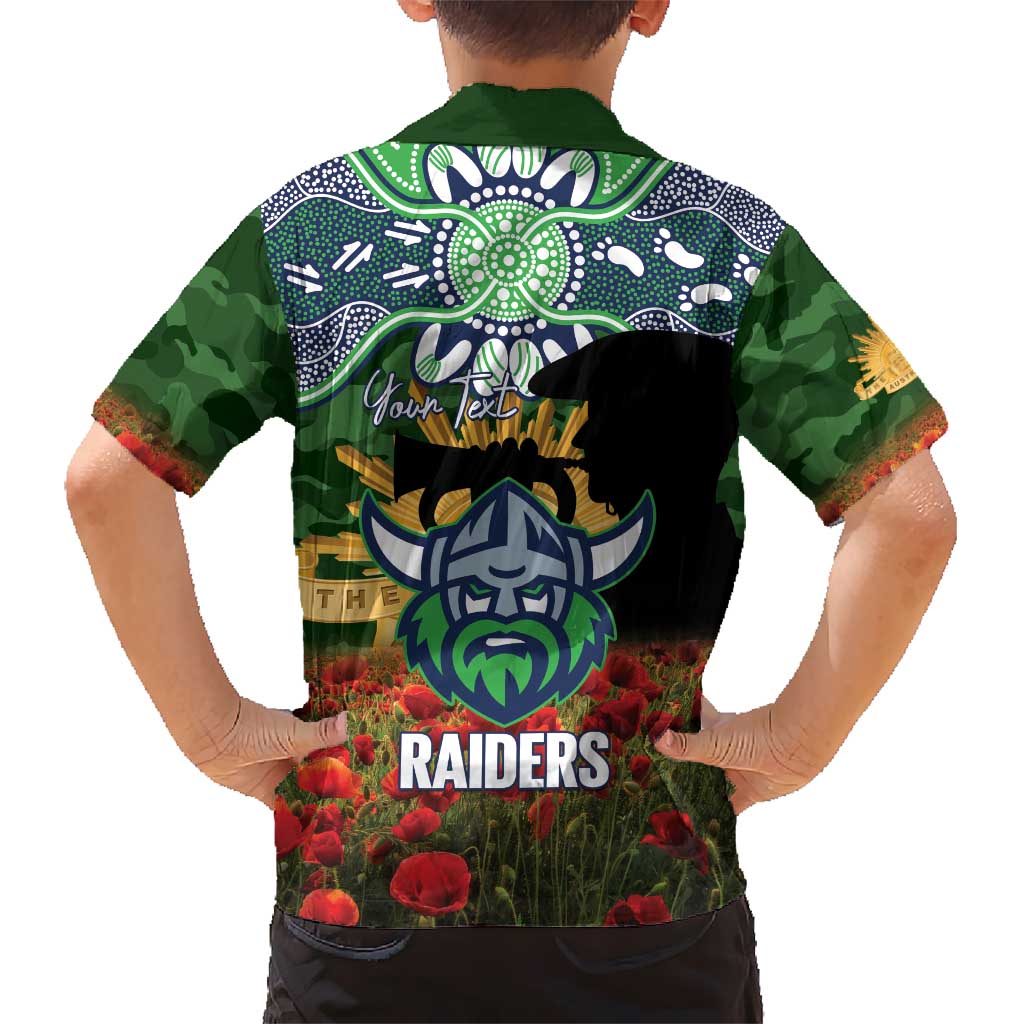 Personalised Raiders Rugby ANZAC Day Kid Hawaiian Shirt Last Post Poppy We Will Remember Them
