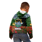 Personalised Raiders Rugby ANZAC Day Kid Hoodie Last Post Poppy We Will Remember Them
