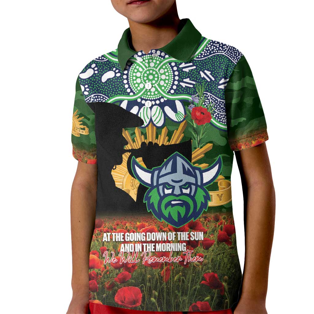 Personalised Raiders Rugby ANZAC Day Kid Polo Shirt Last Post Poppy We Will Remember Them