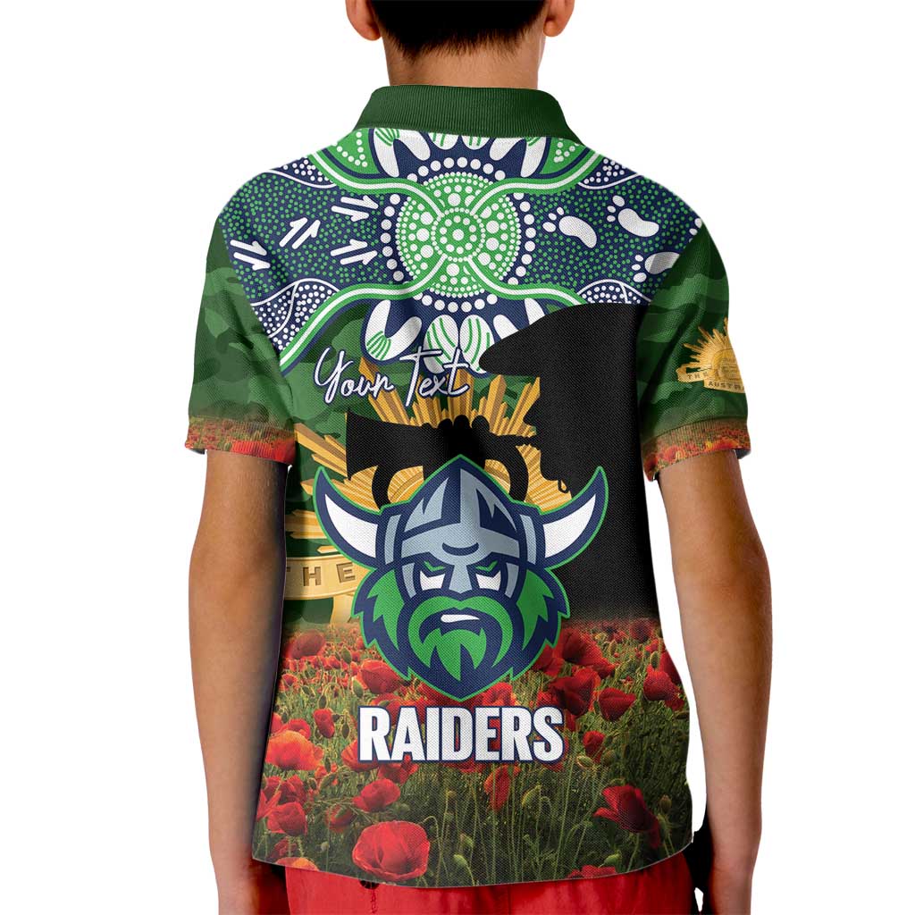 Personalised Raiders Rugby ANZAC Day Kid Polo Shirt Last Post Poppy We Will Remember Them