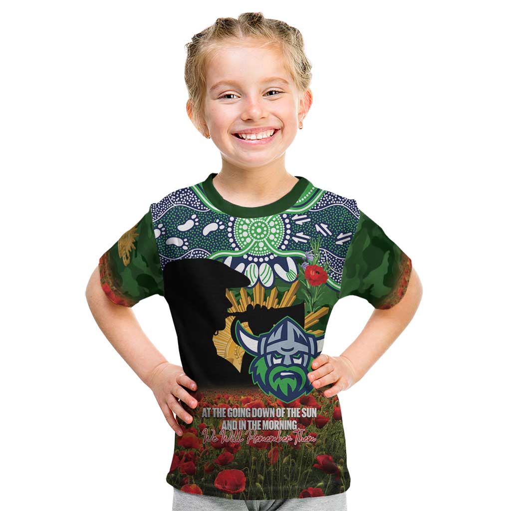 Personalised Raiders Rugby ANZAC Day Kid T Shirt Last Post Poppy We Will Remember Them