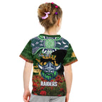 Personalised Raiders Rugby ANZAC Day Kid T Shirt Last Post Poppy We Will Remember Them