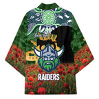 Personalised Raiders Rugby ANZAC Day Kimono Last Post Poppy We Will Remember Them
