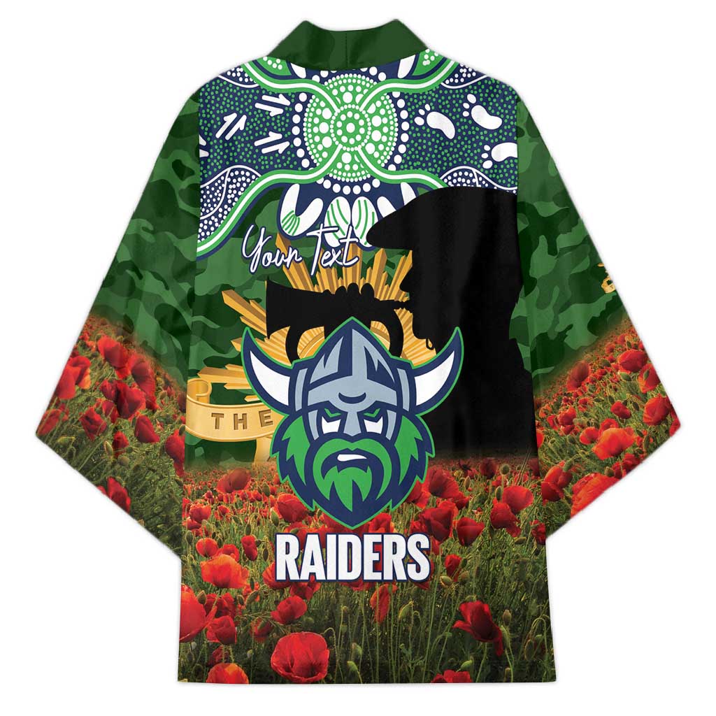 Personalised Raiders Rugby ANZAC Day Kimono Last Post Poppy We Will Remember Them