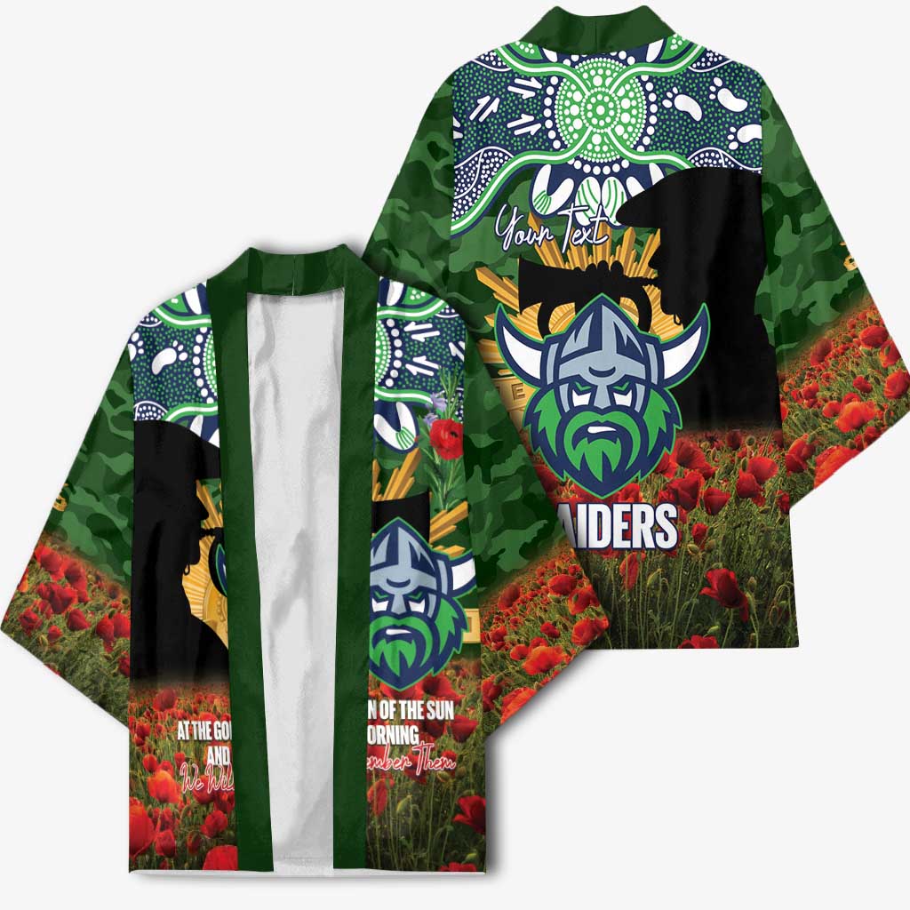 Personalised Raiders Rugby ANZAC Day Kimono Last Post Poppy We Will Remember Them