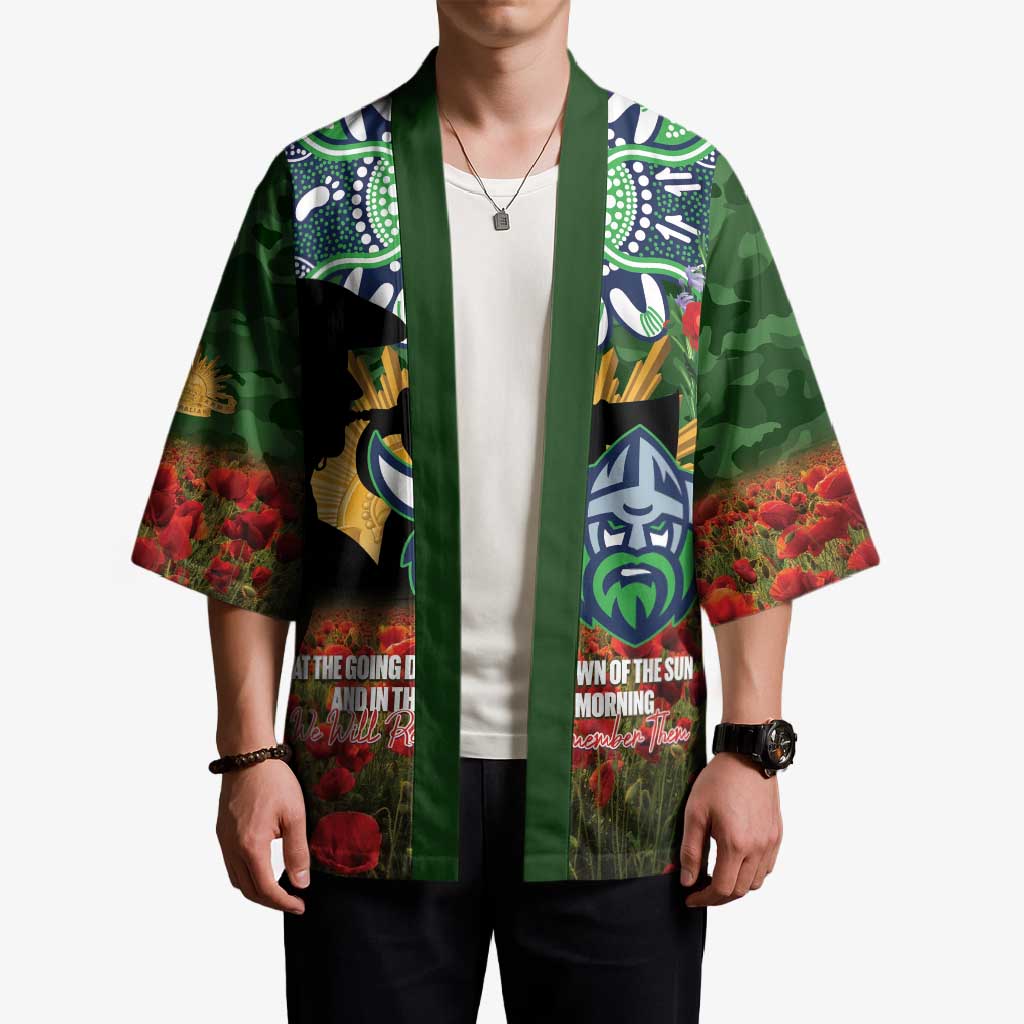 Personalised Raiders Rugby ANZAC Day Kimono Last Post Poppy We Will Remember Them