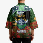 Personalised Raiders Rugby ANZAC Day Kimono Last Post Poppy We Will Remember Them
