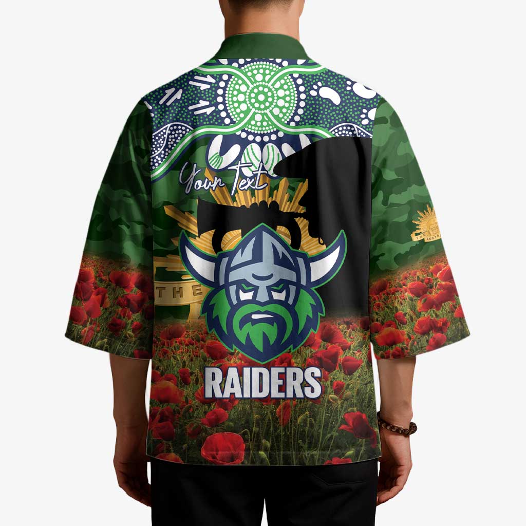 Personalised Raiders Rugby ANZAC Day Kimono Last Post Poppy We Will Remember Them