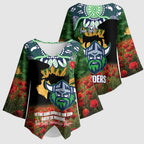 Personalised Raiders Rugby ANZAC Day Kimono Sleeve Blouse Last Post Poppy We Will Remember Them
