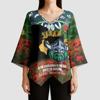 Personalised Raiders Rugby ANZAC Day Kimono Sleeve Blouse Last Post Poppy We Will Remember Them
